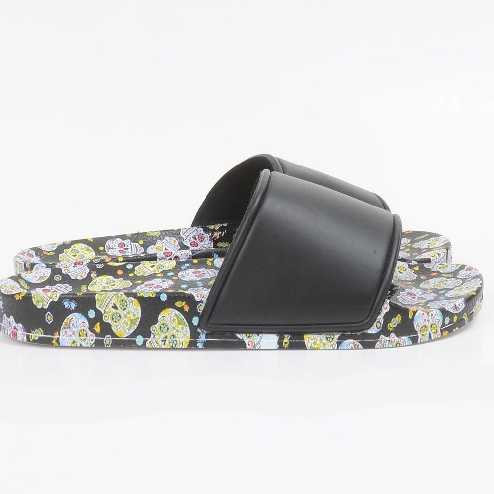 Sugar Skull Dia De Los Muertos Women's Slide Sandal Summer Beach Shoes Goth
